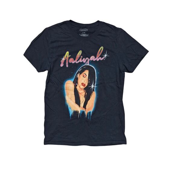 Aaliyah T-Shirt Adult Medium Black Graphic Short Sleeve Crew Neck - Picture 1 of 4